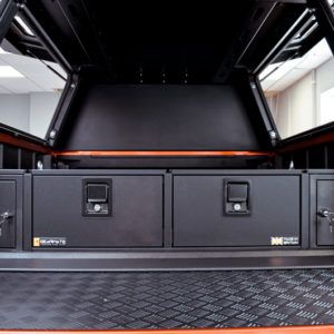 Pick up truck drawer system